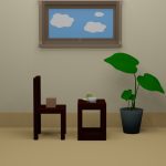 脱出ゲーム「静寂」の2階部屋①の初期画面