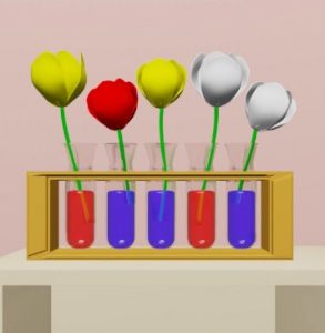 脱出ゲーム「FunEvents」カラーパネルヒントとなる花と試験管の画像