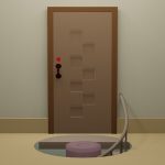 脱出ゲーム「静寂」の2階部屋のドア前の画面