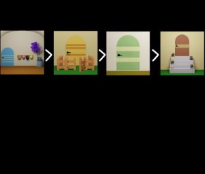 脱出ゲーム「いつもの日々」攻略：各エリアのドアの横線の模様（しましまの数）のヒント