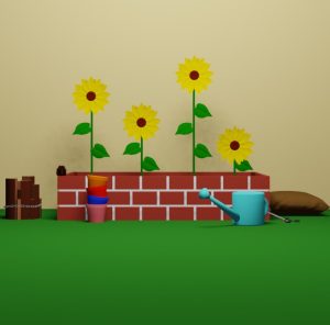 脱出ゲーム「いつもの日々」攻略：庭3のヒマワリの花の高さのヒント画像