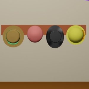 脱出ゲーム「いつもの日々」攻略：部屋2の壁にかかった4つの帽子の形のヒント