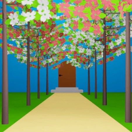 脱出ゲーム「庵」花壇に出現した花水木と最後のドアの画像